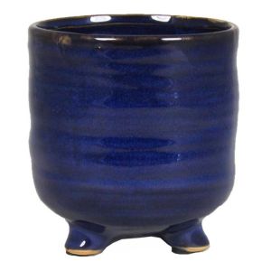 15.297 Pot op voet togo blauw 14 cm