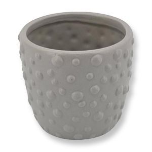 Grijze keramieke pot met bolletjes Ø 14 cm